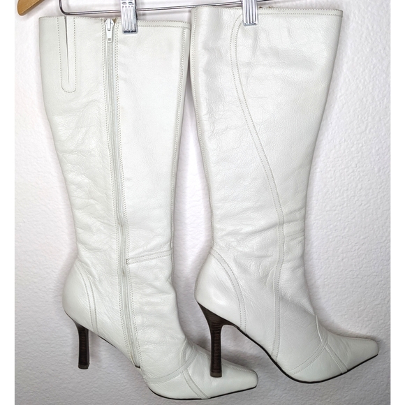 RSVP Shoes - RSVP White Leather Stiletto Boots Sz 10